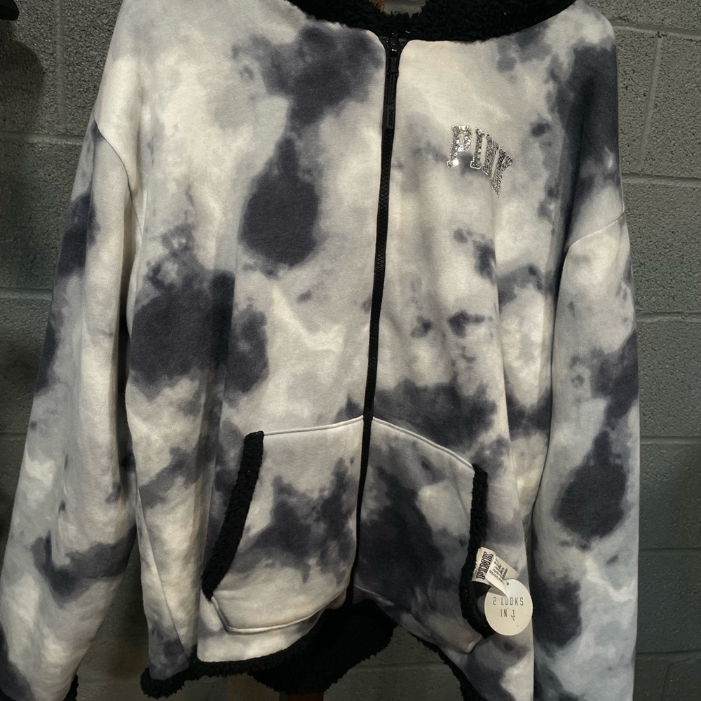 PINK Victoria's Secret Black and White Tie-Dye Jacket - Picture 5 of 5